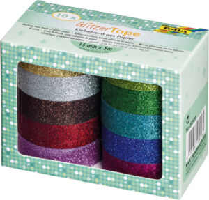 TAPE FOLIA GLITTER 5MX15MM ASSORTI