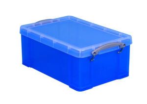 OPBERGBOX RUB 9 LTR 395X210X140MM TRANSP BLAUW